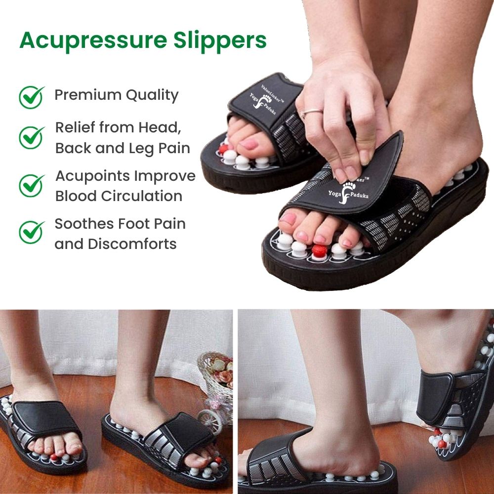 Acupressure Foot Massager Slippers Combo with Sugar Control Hand Clip FREE | Pain Relief, Stress Relief | Total Wellness for Men & Women