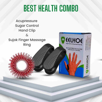 ValueLinker™ Sugar Control LI4 Acupressure Point Clip with FREE Sujok Finger Massage Ring - Perfect Hand Acupressure Combo for Diabetes, Headache, and Stress Relief