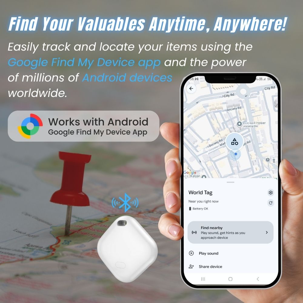 Smart Tag Bluetooth Finder – Locate Keys, Wallets, Luggage & Pets | Android Only | Works Inside & Outside Bluetooth Range | No SIM or Subscription Required